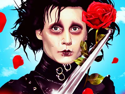 Edward Scissor Hands cinema digital arts digital painting illustration movie movie poster portrait