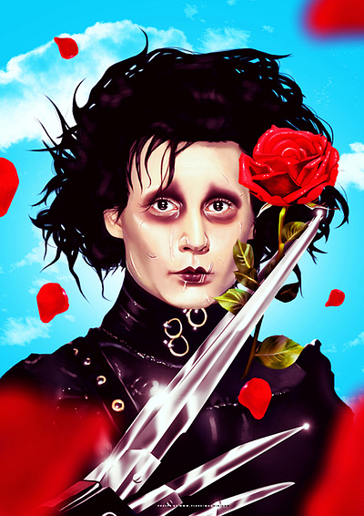 Edward Scissor Hands cinema digital arts digital painting illustration movie movie poster portrait