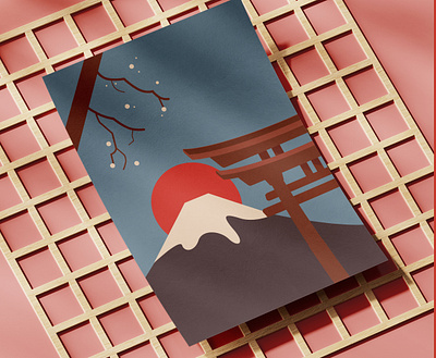 Mount Fuji Japan | 30 Minute Design Challenge environment exploration illustration illustrator japan japanese art journey landscape landscape illustration mount fuji mountain nature nature illustration places poster art river sky sunset travel