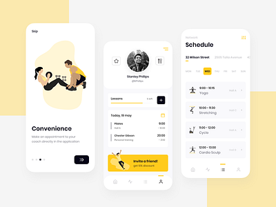 Online Scheduling App for Gym Chains app app design branding concept dashboard dashboard app design gum gym app ios sport app sports ui ux yoga