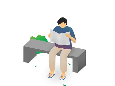 Reading Newspaper design flat illustration vector web