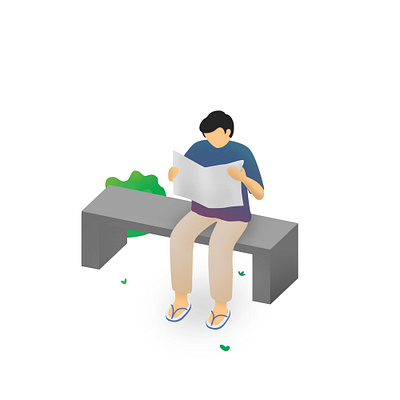 Reading Newspaper design flat illustration vector web