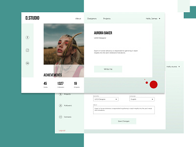 Landing page user profile designer designstudio followers landing userprofile
