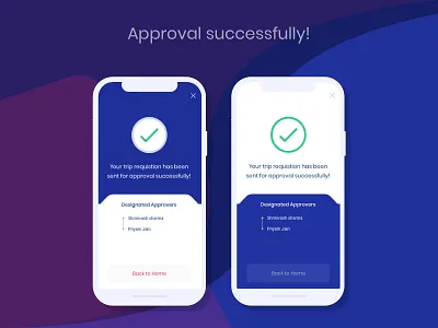 Approval successfully approval branding corporate design message mobile app mockup success travel app trip ui ux visual design