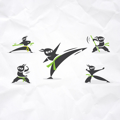 Ninja character with different poses. brand identity branding branding design design digitalart illustration illustrator logo logo design vector