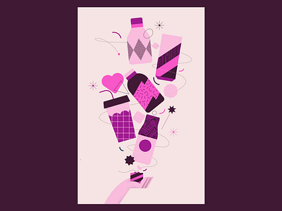 Coffee coffee 2d bottle coffee design flat geometry gift graphic hand heart illustration juice line minimal pattern pink purple vector water woman