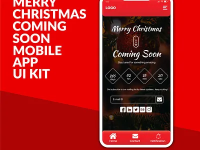 Merry Christmas Coming Soon Mobile App UI kit Design adobe xd app app design app ui design branding business coming soon coming soon page coming soon template creative merry christmas mobile app mobile app design mobile ui technology ui ui design ui designer ui ux website design
