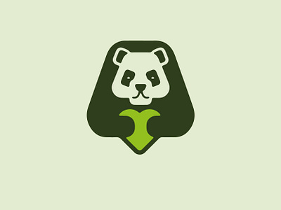 Panda animal dailylogochallenge flat green heart logo love panda