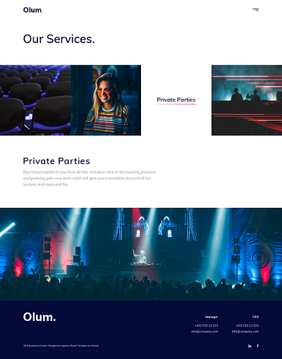 Olum - Business & Events Management Agency HTML Template agency blog business clean corporate creative design events festival free free figma free sketch minimal modern organization services simple template