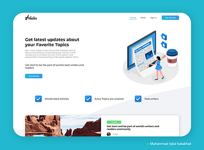 UI UX Design of Articles Website design interaction design landing page mobile ui mockup ui ui ux uidesign ux web design