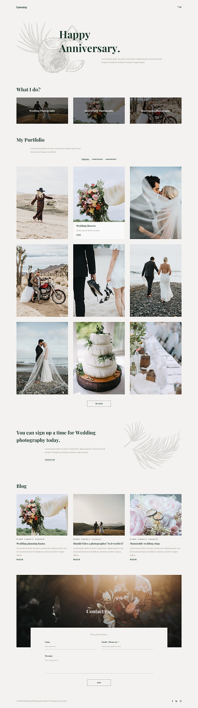 Loversy - Wedding Photography Sketch Template agency albums blog clean gallery modern personal photo photographer portfolio studio ui ux wedding dress wedding planner