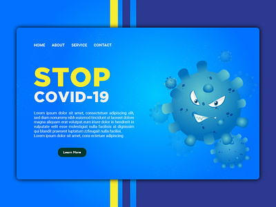 Covid-19 homepage template for website or landing page design abstract background banner business concept development flat icon illustration interface internet landing marketing menu page technology template vector web website