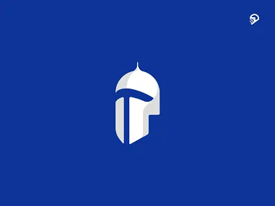 warrior helmet / Version 2 blue cute design geometric icon illustration logo playful vector