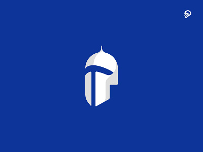 warrior helmet / Version 2 blue cute design geometric icon illustration logo playful vector