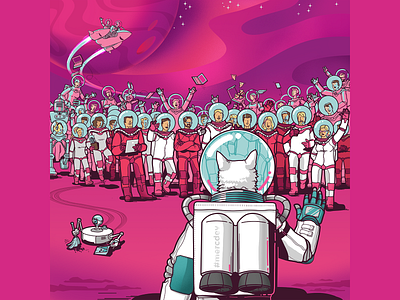Welcome! austronaut card cat character illustration people spacecat spaceman welcome welcome shot