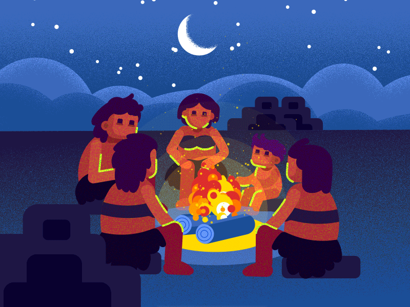first men adobe ads after effects aftereffects age animation animation 2d camping fire flat art freelance history illustration illustrator motion design motion graphics nature night video warm