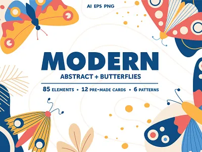 Modern abstract set & butterflies abstract art abstract design abstract set animal art background butterflies butterfly design graphic design graphic designer illustration modern abstract modern art poster poster template posters shape shapes vector