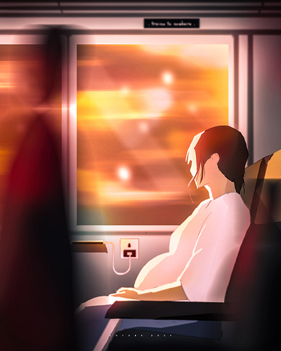 Train to Tokyo - Quarantine Illustration #2 2d after effects anime character clean coronavirus design girl illustration japan light mobile motion quarantine train