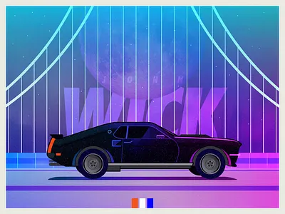 John Wick american car ford illustration illustrator john wick mustang poster vector