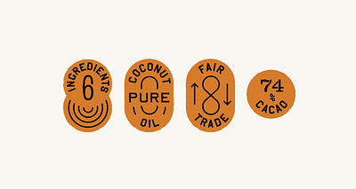 Food Badges badges branding cacao chocolate chocolate packaging claims coconut oil cpg cpg branding fair trade fair trade ingredients label design simple