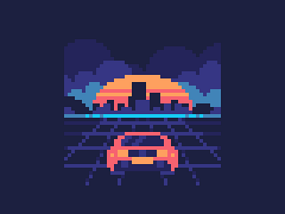 the way home car design digital art gamedev illustration outrun pixel art retro