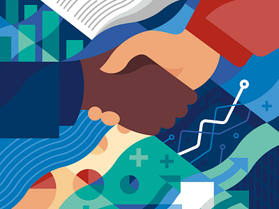 Financial News arrow business deal design diagram digital economy finance graphic graphs handshake illustration market news newspaper pattern plus stats waves work