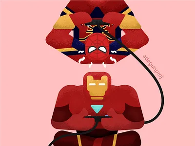 Iron man and Spider man playing game art character character design characters design flat flat illustration flatdesign illustration illustrator ironman minimal spiderman