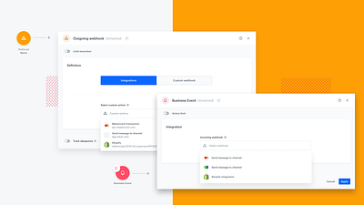 Outgoing webhook and Business Event ai automation event illustration integration interface webhook