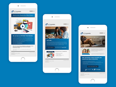 Avendra Emails on Phone adobe xd email design hospitality mobile responsive social trending typography ui