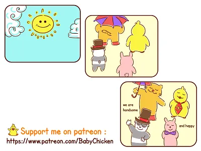 Baby Chicken episode 30 animals art baby chicken brightness bunny cat comic design drawing graphic happy illustration motivation nature panda popular sunny trending umbrella vector