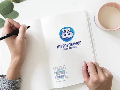 unique hippos - Logo Template abstract animal animation cartoon character circle colorful cute design fun funny hippo illustration kids litle logo vector
