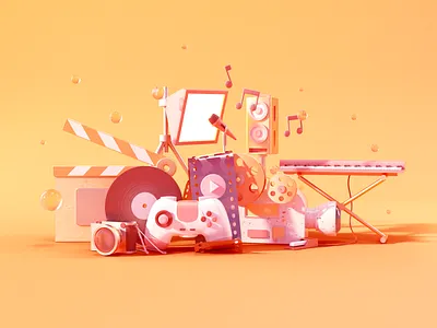 Entertainment Industry 3d analytics analytics app c4d data data visualization illustration music orange recording warm