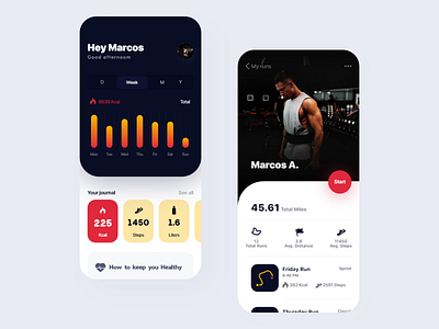 Fitness App app card fitness mobile stats trending ui ux