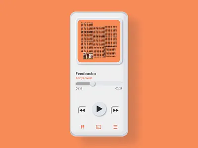 Neumorphic Music Player Design! adobexd app branding design icon illustration light theme logo minimal music app music player neumorphic neumorphism orange typography ui ux vector web white theme