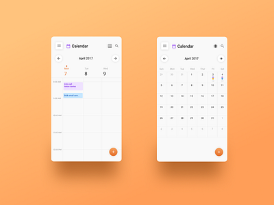 Calendar calendar concept design drop shadow flat design google material design material ui month orange product product design productivity sales typography ui ux