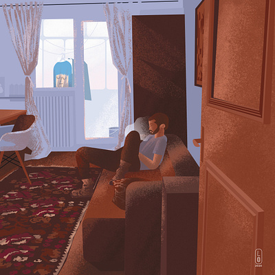 Balcony balcony brown home illustration interior loretaisac quarantined quarantinelife stayinside workfromhome