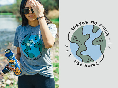 There's No Place Like Home apparel blue doodle earth earth day globe green home homepage design illustration nature outdoors shirt sketch world