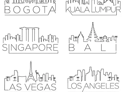 54 Different World Cities Skyline branding dashboard design flat icons graphic design icon icons icons design social media startup icon