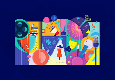 illustration for all cultural activities abstract activity architecture art artwork books creative cultural drama fashion fun history illustration mike movies music painting singing socialmedia song