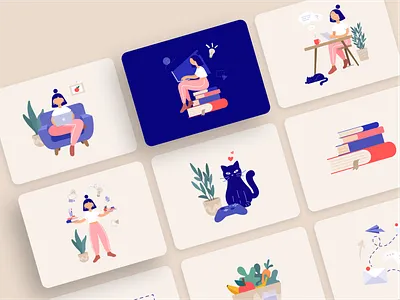 Mode Remote Illustrations art direction artwork cat character design figma flat flat illustrations girl character graphic design illustration illustration design illustrator oblik studio remote work resources vector vector art vector illustrations website illustrations workspace
