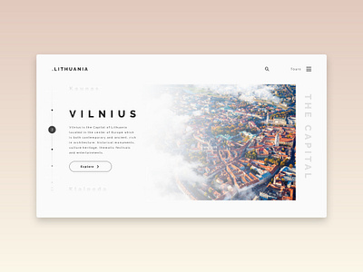 Landing Page - Explore Lithuania adobe xd capital city explore explorer figma kaunas klaipeda landing page landing page design landing page ui landing pages lithuania lithuanian minimalist uibucket vilnius web ui website