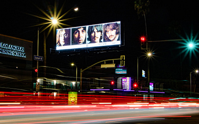 The Beatles Day/Night Transitioning Billboard adobe photoshop billboard ooa ooh out of home outdoor advertising sunset blvd the beatles