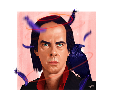 Nick Cave Portrait adobe photoshop art bird digital art digital painting drawing feather illustration nick cave portrait portrait art