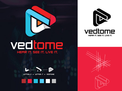 Vedtom video, music related logo design design digital flat icon identity illustration illustrator music musiclogo techonology typography vector video video logo videography logo