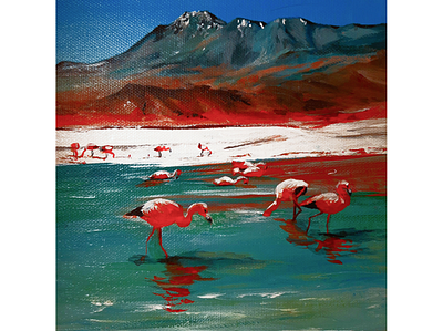 Red Flomingo art design illustration painting