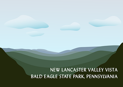 NewLancasterValleyVistaPA_WR2020 design dribbleweeklywarmup illustration mountain nature park postcard