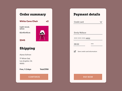 Furniture Store check out android android app app checkout creditcard details ecommerce elegant furniture store online store shipping ui