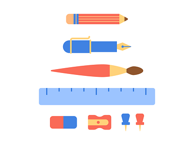 Stationery Set basic shapes flat illustration minimal simple