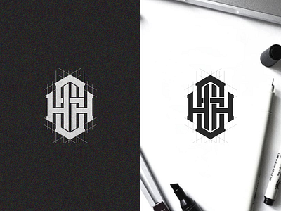 HSH MONOGRAM LOGO CONCEPT brand identity corporate design grid initial initial logo logo luxury monogram monogram logo monoline