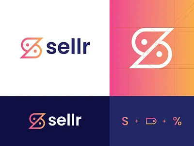 S for Sellr Logo Design app icon branding creative custom typography designer portfolio gradient grid pattern identity letter mark monogram letter s lettering logo minimalistic negative space percentage sell selling tag price unique vector illustration website